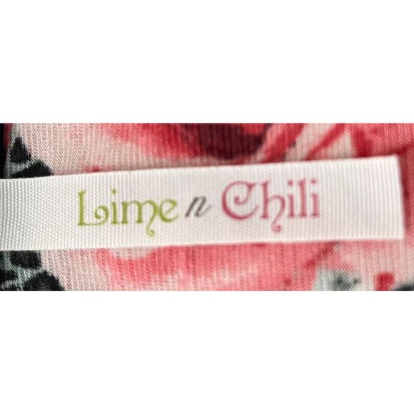 LIME N CHILI OPEN-FRONT CASCADING COVER-UP, WOMENS, M, BLACK W/PINK & GREEN ROSE - Picture 8 of 9